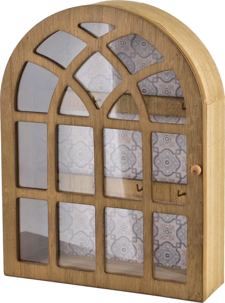 Boîte à clés design bois arrondi STACY 28 cm rangement naturel mural