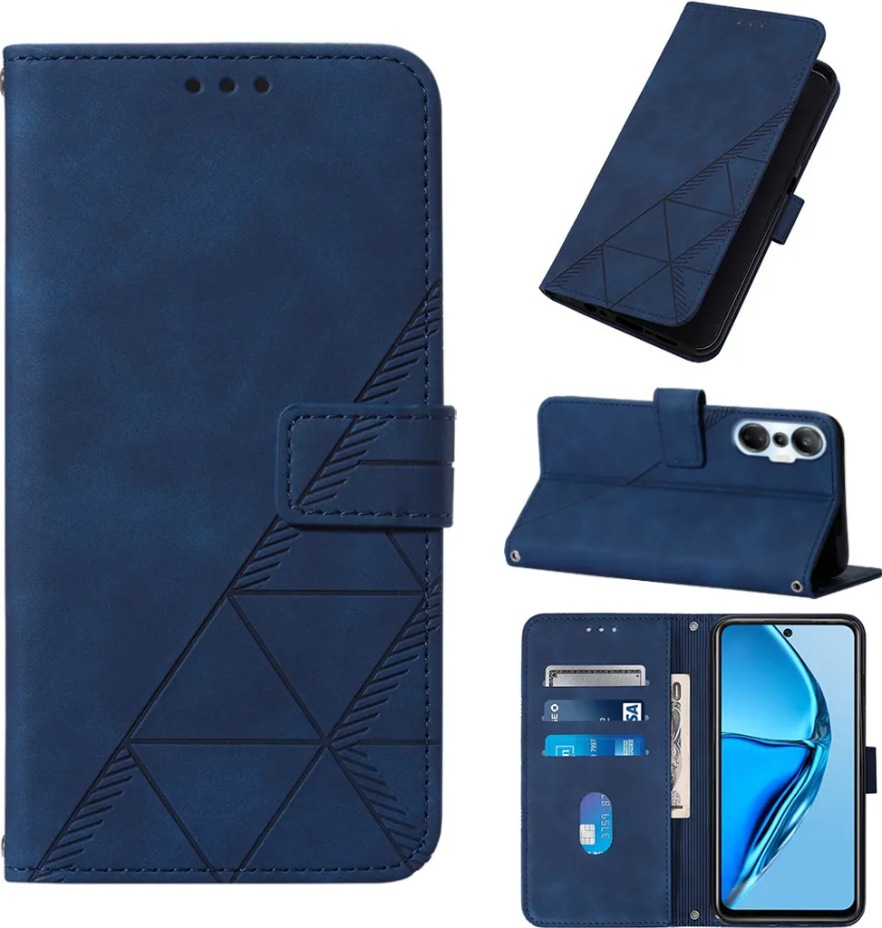 Cover Flip Infinix Hot 20 Pro Blu Pelle con Porta Carte e Supporto