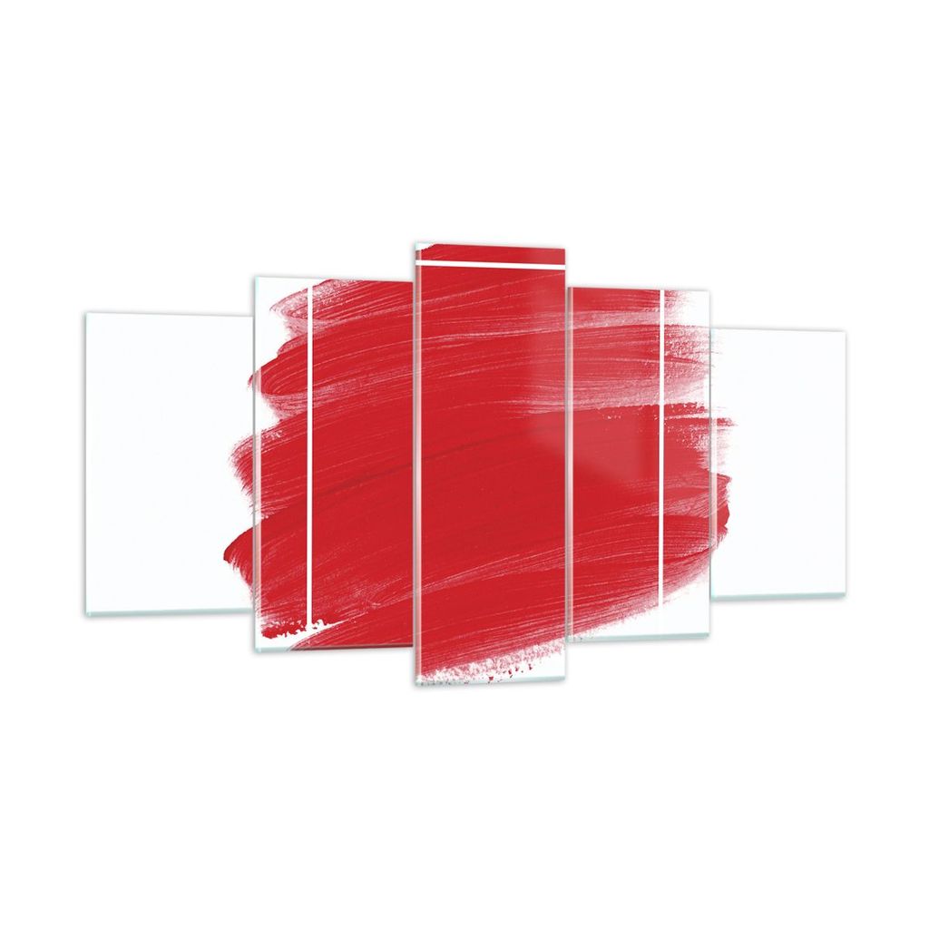 Bilder auf glas - 5 Teile - Rot Farben Stück - 160x85cm - Glasbilder - Wandbilder - Bilder - zum Aufhängen bereit - Wanddekoration aus Glas - Gla...