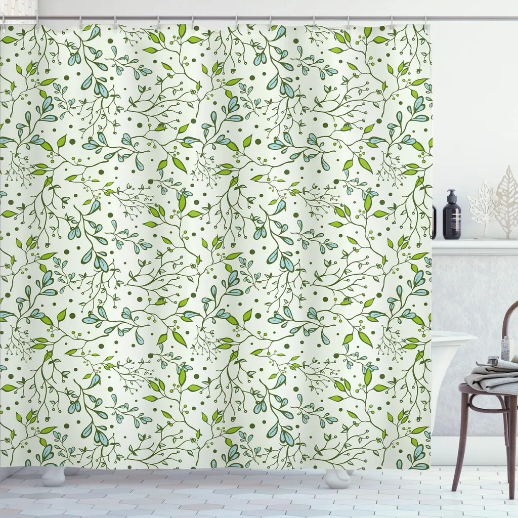 BYJING Art Tenda da doccia a pianta tropicale verde verde verde doccia a foglia tenda da bagno Boho moderno nordico semplice minimalismo astratto vasca tende impermeabili 200x200 cm