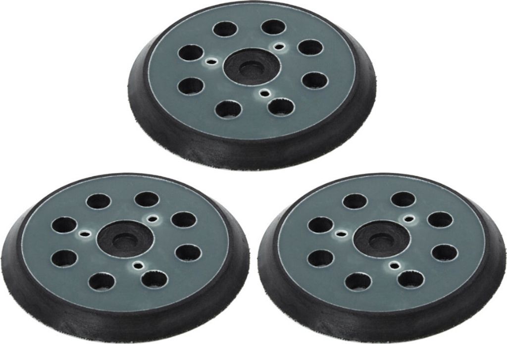 3x Trade-Shop Klett Schleifteller / Stützteller / Haftteller / Polierteller 125mm für viele Makita Hitachi Milwaukee Porter Cable Exzenterschleifer