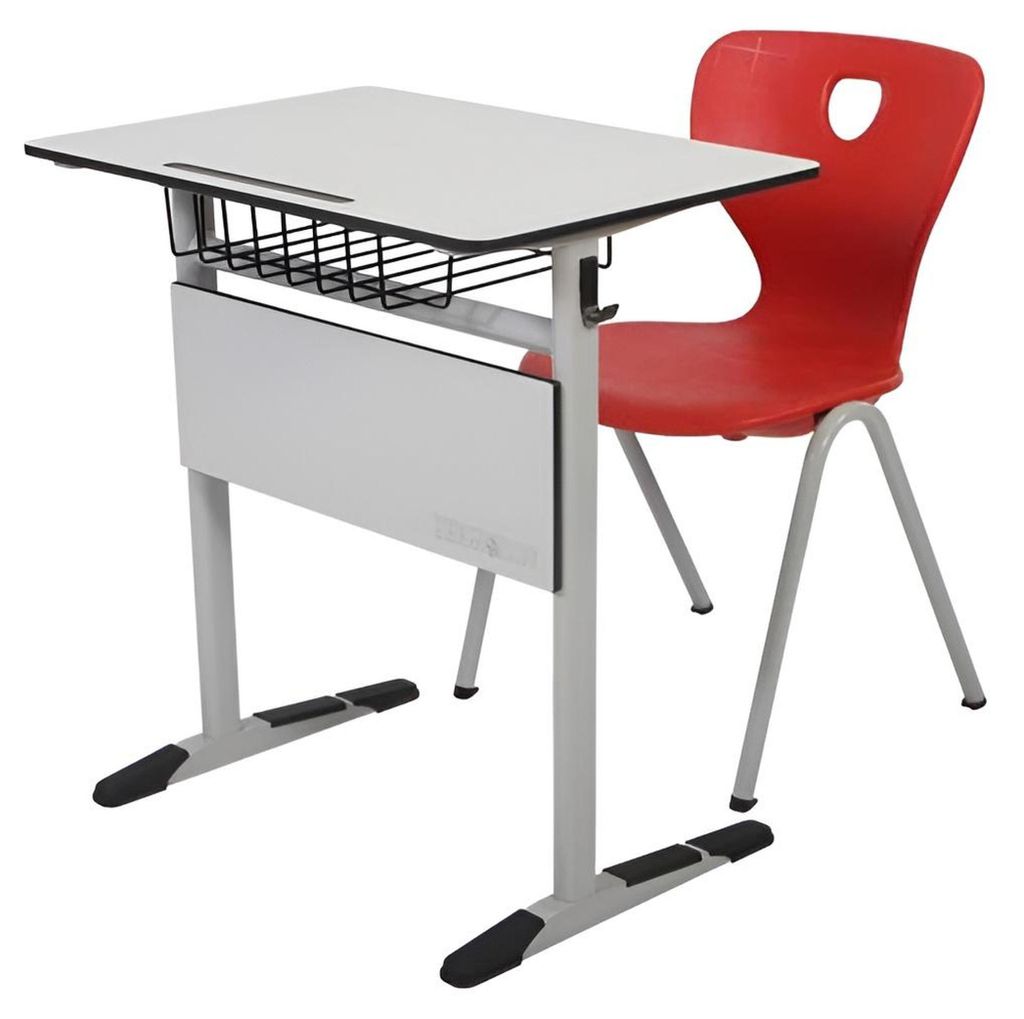 Schulset Modern Ergonomisch Grau Schultisch Rot Stuhl Einzeltisch