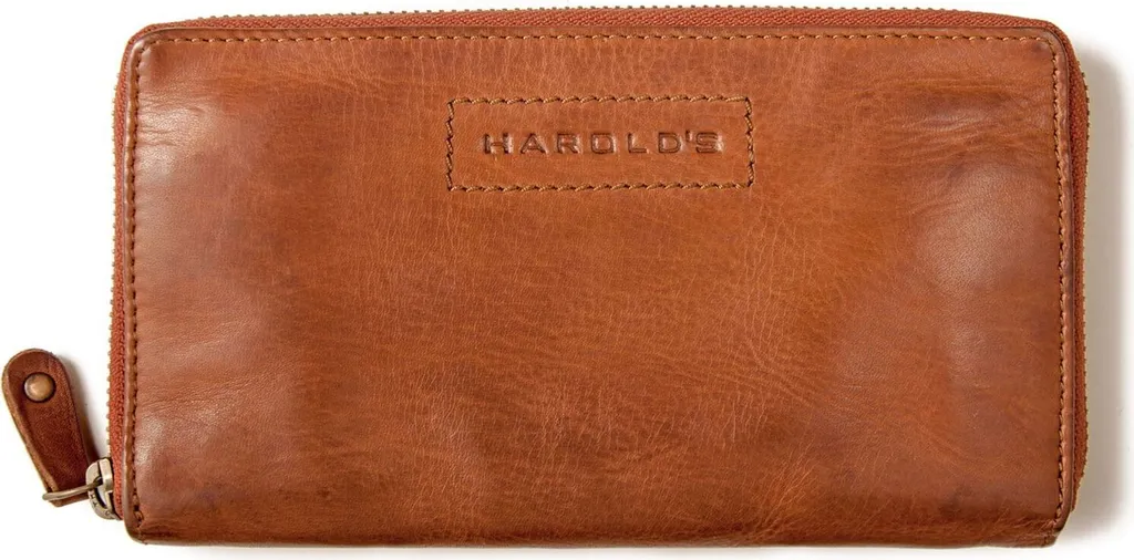 HAROLD'S Submarine Zip Wallet Cognac - Vera Pelle Marrone Chiaro