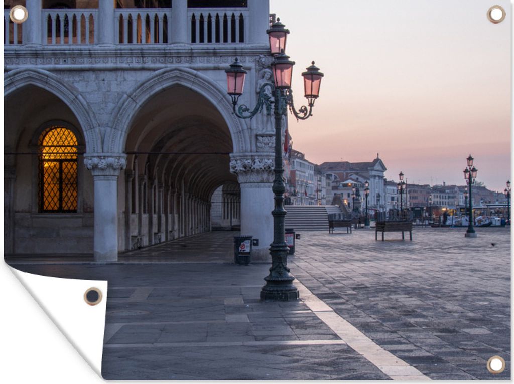MuchoWow 40x30 cm Outdoor-Poster Gartendeko Sichtschutz Garten Poster für den Garten Venedig - Italien - Platz