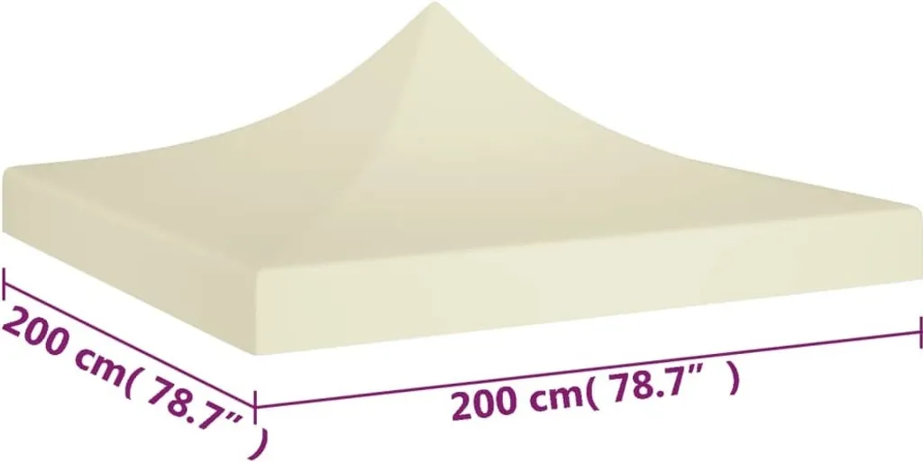 Toit de tente de réception 2x2 m crème en polyester lourd 270 g/m²