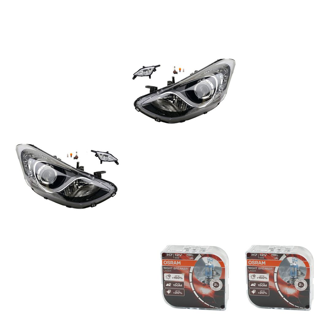 Johns, Scheinwerfer Satz + Osram Night Breaker Laser passend für Hyundai i30 11/11-03/15 92101A6020 92102A6020 92201A6010 92202A6010