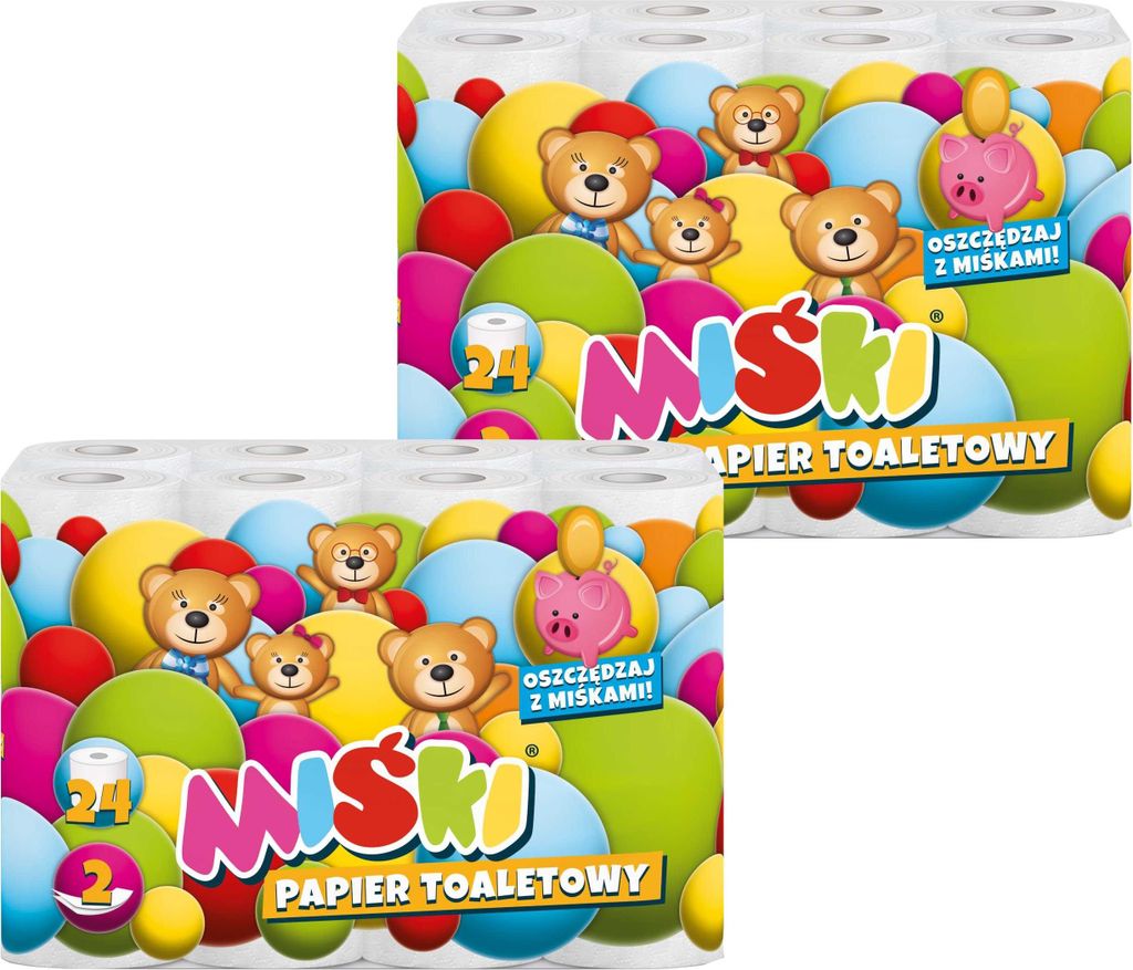 Toilettenpapier 24R MIŚKI 2W MIX – 48 Rollen Produktbild 