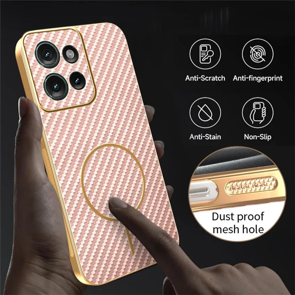 Custodia Motorola Edge 50 Phonesta Luxury Rosa MagSafe Carbon - 7