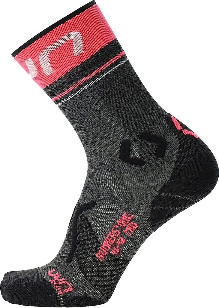UYN Runner's One Mid Laufsocken Damen grey melange/pink 39-40