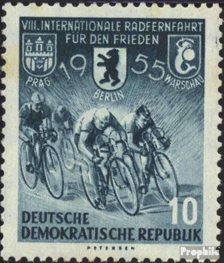 Briefmarken DDR 1955 Mi 470Y I seltenes Wasserzeichen gestempelt Internationale Radfernfahrt für den Frieden