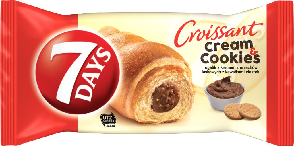 7 Days Cream & Cookies Haselnuss-Croissant mit Keksen 60 G