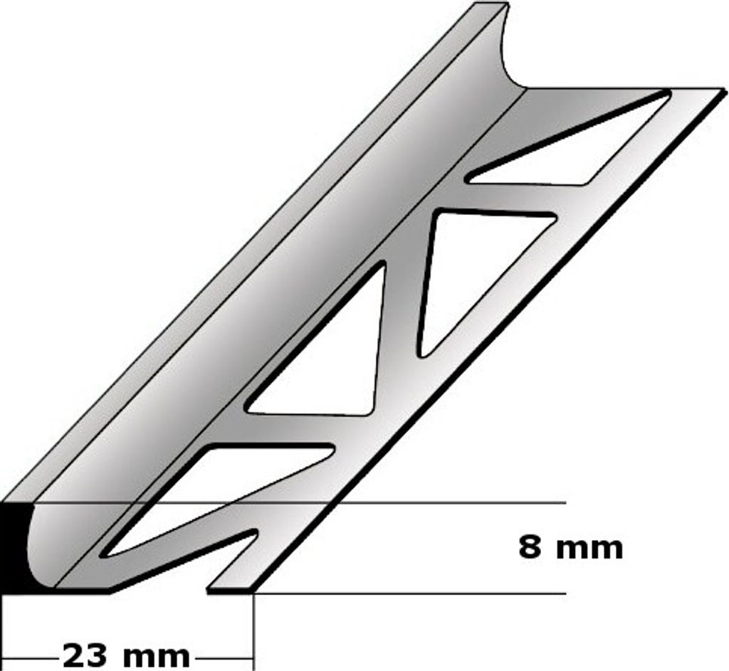 Fliesenprofil "Renesse" Fliesenabschlussprofil / Trennschiene für Fliesenabschlüsse, Höhe: 2 - 30 mm, Breite: 23 mm, aus Aluminium-aluminiumfarb...