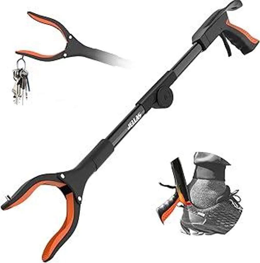 Pinza Jellas 80cm: Braccio Pieghevole e Testa 360° per Raccolta Rifiuti