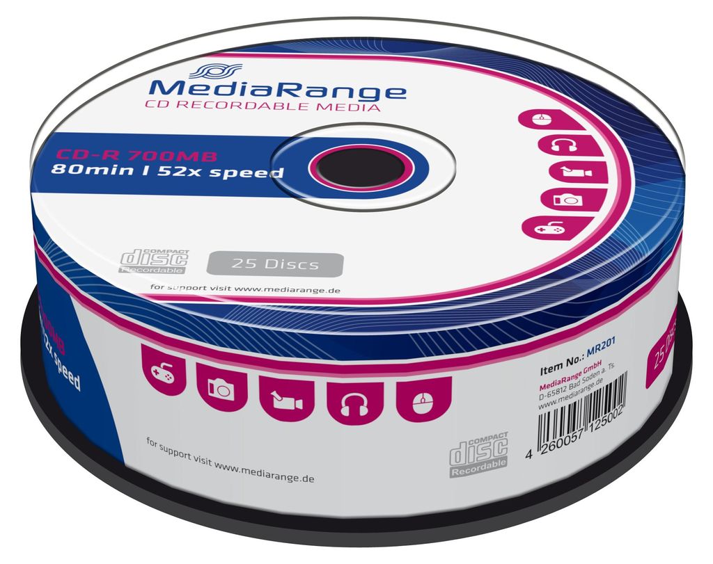 MediaRange CD-R 700MB 25pcs broche 52x Image du produit 