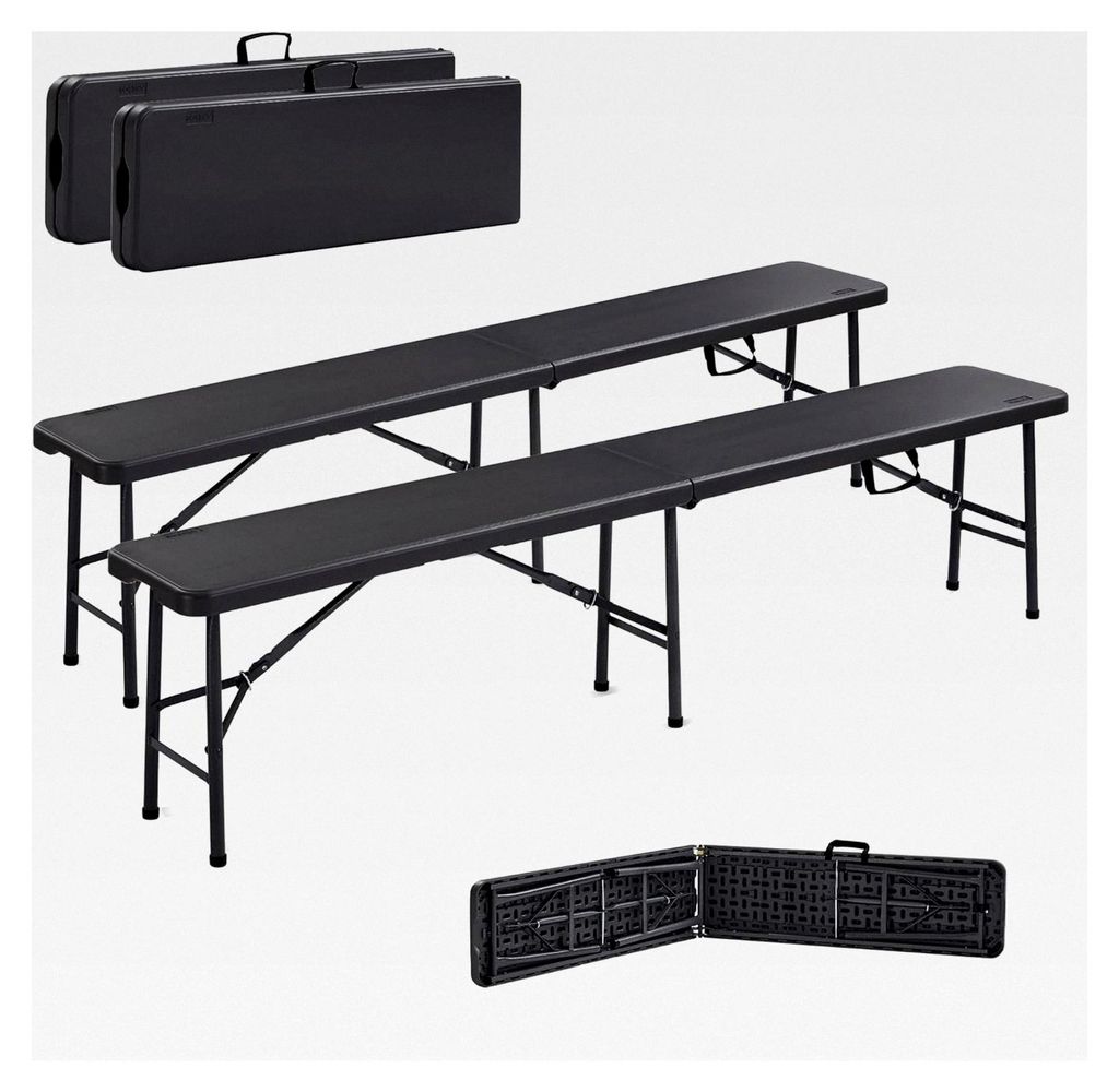 2er Set Bierbänke Klappbar mit Tragegriff | 183 x 28 x 43 cm | Anthrazit