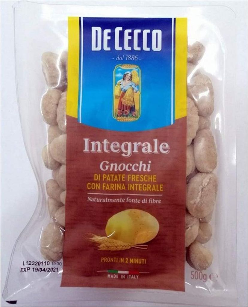 3x De Cecco Pasta 100% Italienisch Gnocchi di Patate Integrali 500g Vollkorn Kartoffelpaste mit Vollkornmehl