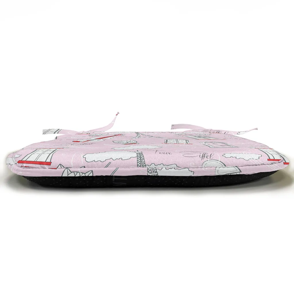 ABAKUHAUS Paris Imbottitura per sedie da sala da pranzo, Violin Eiffel Cat Fly, Cuscino decorativo impermeabile con cinturini per sedie da cucina, 40 cm x 40 cm - Confezione da 12, Rosa pallido Scarlatto Bianco - 3
