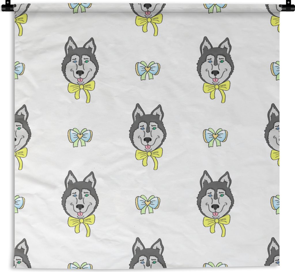 MuchoWow Wandteppich Wandbehang Husky - Hund - Winter - Design 60x60 cm Tapisserie Dekoration Wandtuch - Dekorationen - Wand Decke