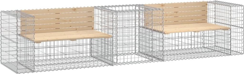 SYFAX Gartenbank mit Gabione Massivholz Kiefer
