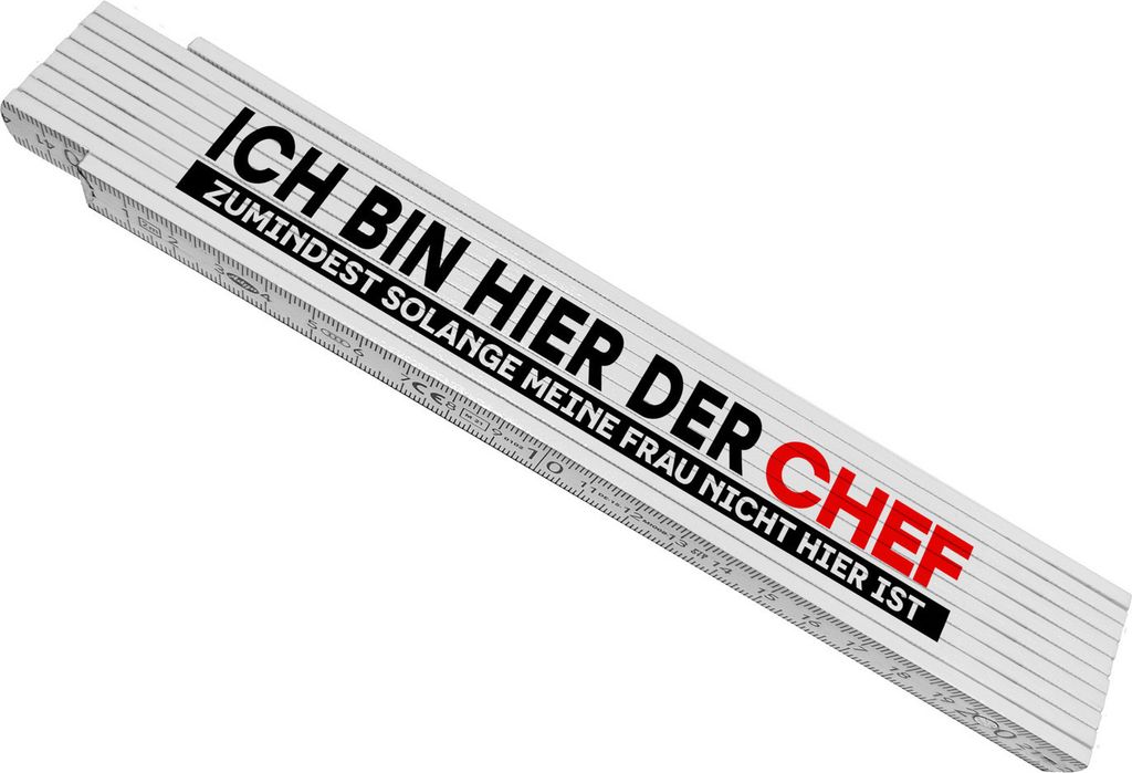Meterstab aus Holz für Männer mit lustigem Spruch - Ich bin hier der Chef