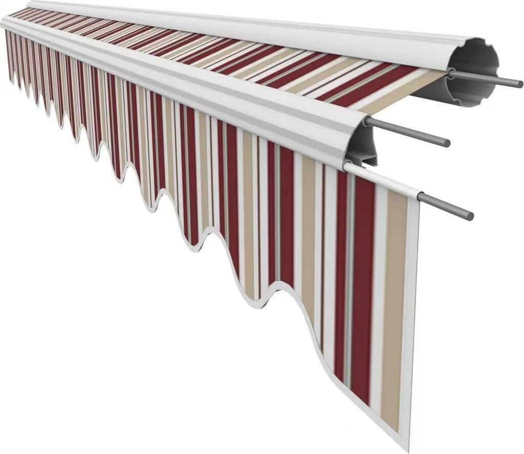 Leudus Markisenstoff mit Volant für 4,5x3m Markisen Markisenersatzstoff Markisentuch Sonnenschutz fertig genäht (4,38x3m SPD088)