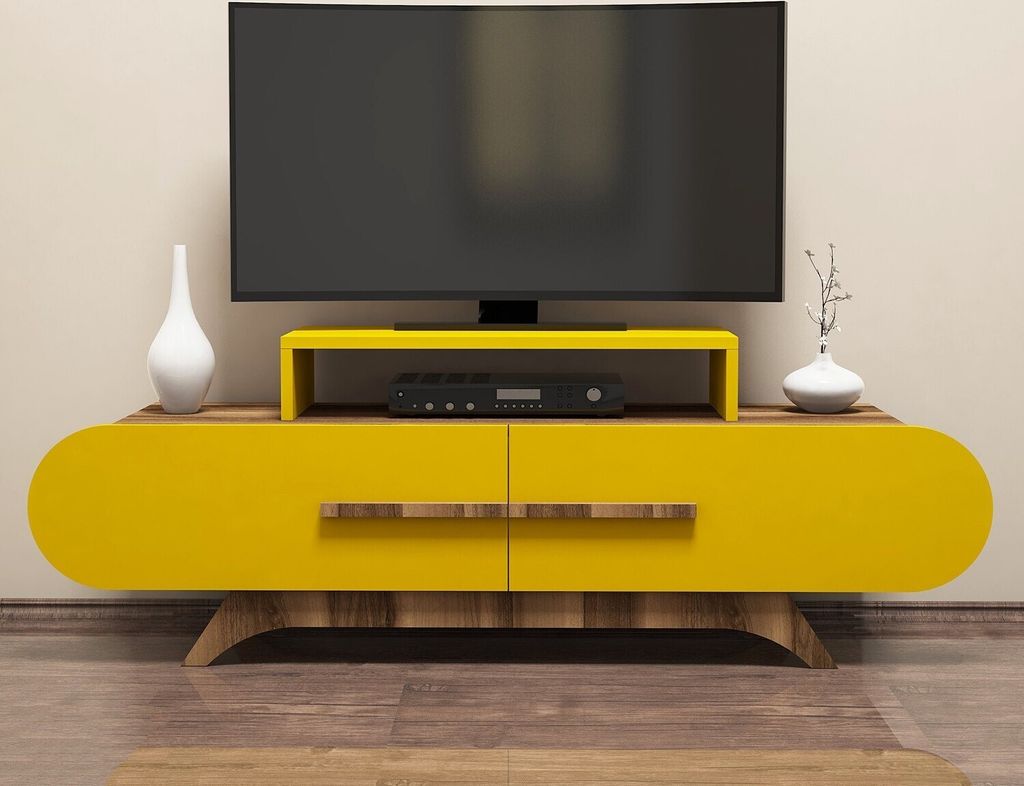 Skye Decor, Rose - Walnut, Yellow, TV-Schränke, Nussbaum, 145 x 49,8 x 36,8 cm