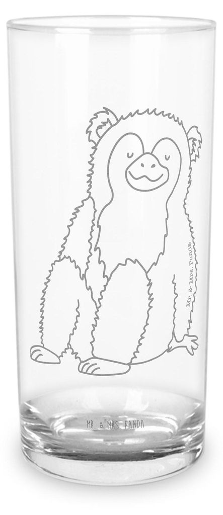 Mr. & Mrs. Panda Glas Affe 200 ml - Transparent - Geschenk, Tumbler, Cocktailglas, Motivation, Selbstliebe, Afrika, Respekt, Affen, Liebe, Wassergl...