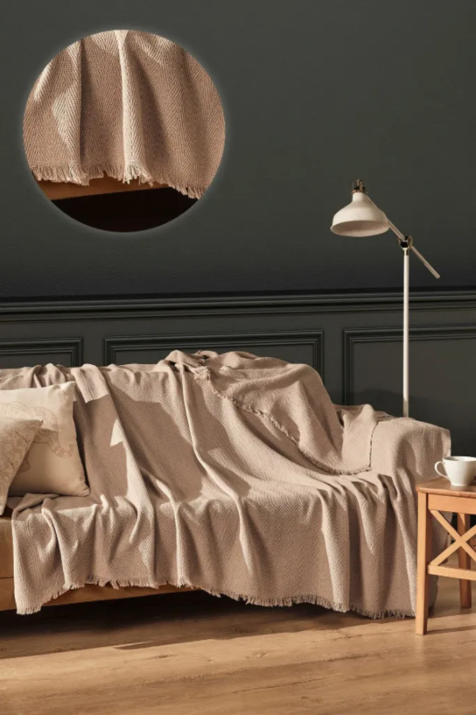 Copridivano Beige Merlin L'Essentiel 100% Cotone Riciclato 170x205