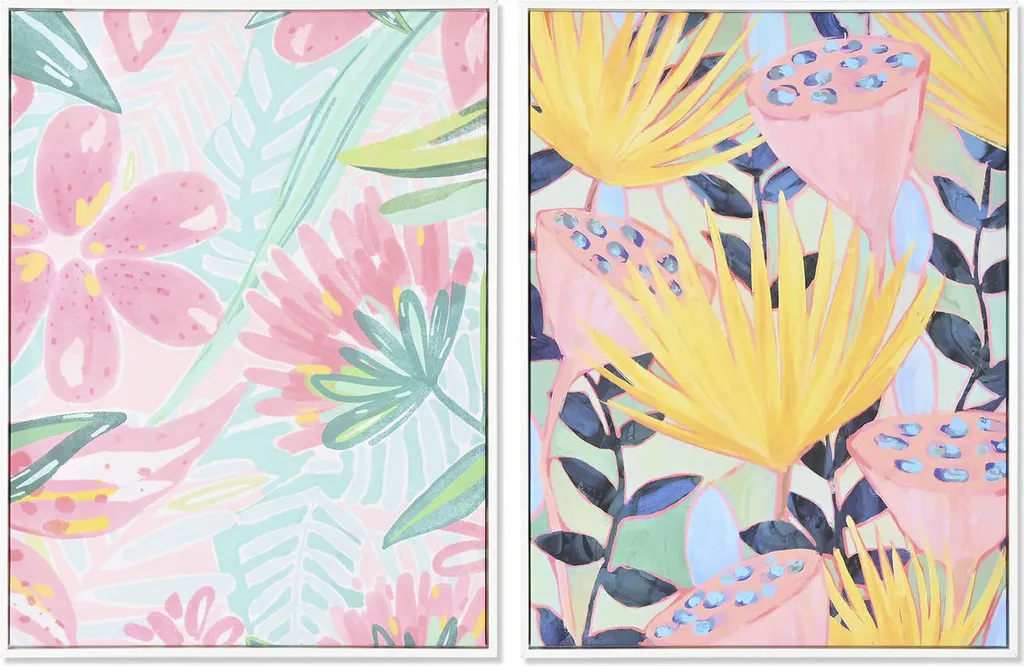 Tableau DKD Home Decor 60x80 cm motif feuille de plante moderne x2