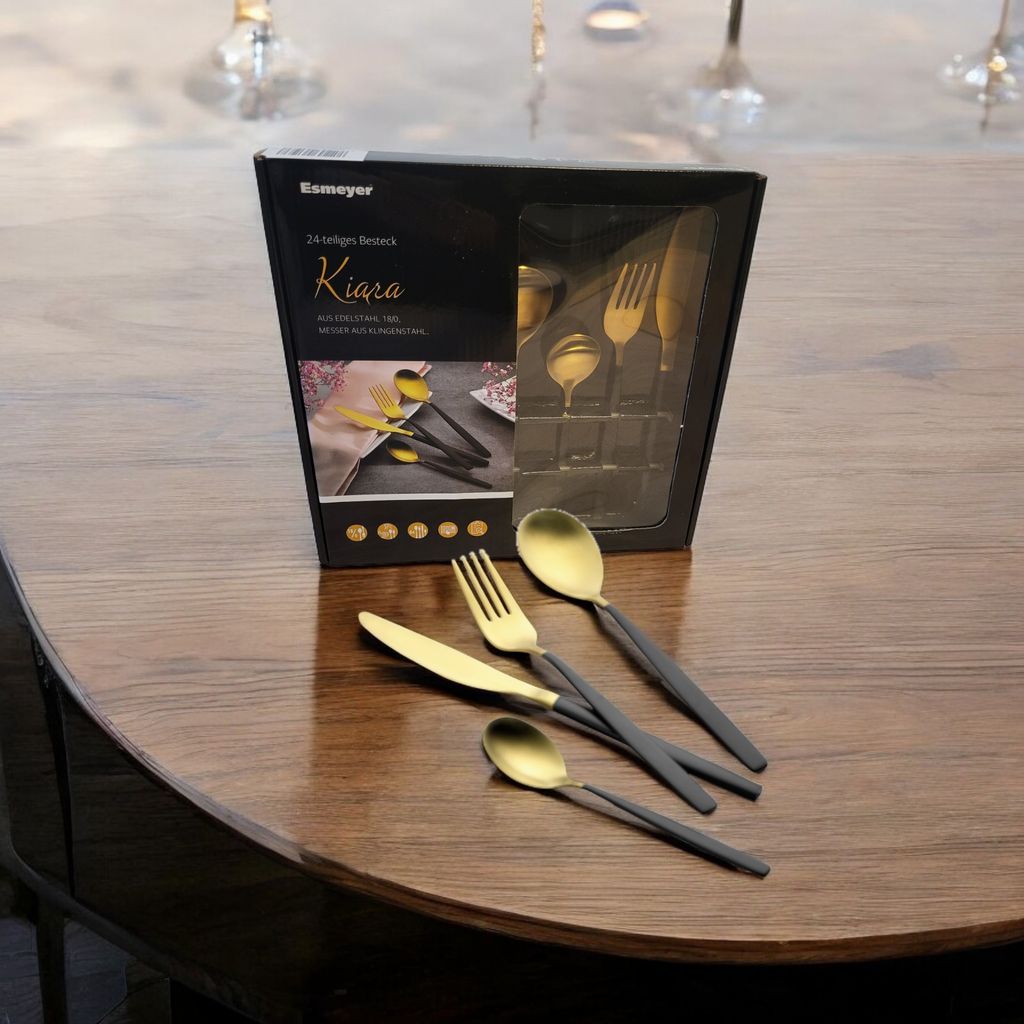 Esmeyer Besteck Set Kiara Edelstahl 24 tlg. Schwarz Gold  6 Produktbild 