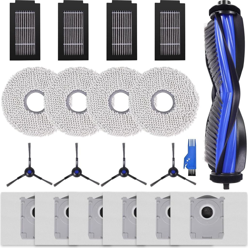 T50 Zubehör für Ecovacs Deebot T50 Pro Omni/T50 Omni/T50 Omni Gen2 Staubsauger,1 Hauptbürste, 4 Wischtücher,4 Seitenbürsten,4 HEPA-Filter,6 St...