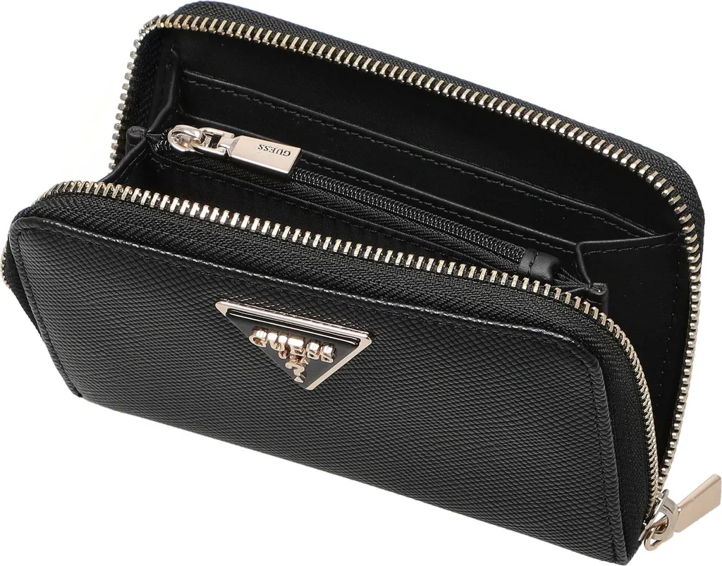 Compagnon zippé Guess Laurel II Noir : Portefeuille femme format moyen chic