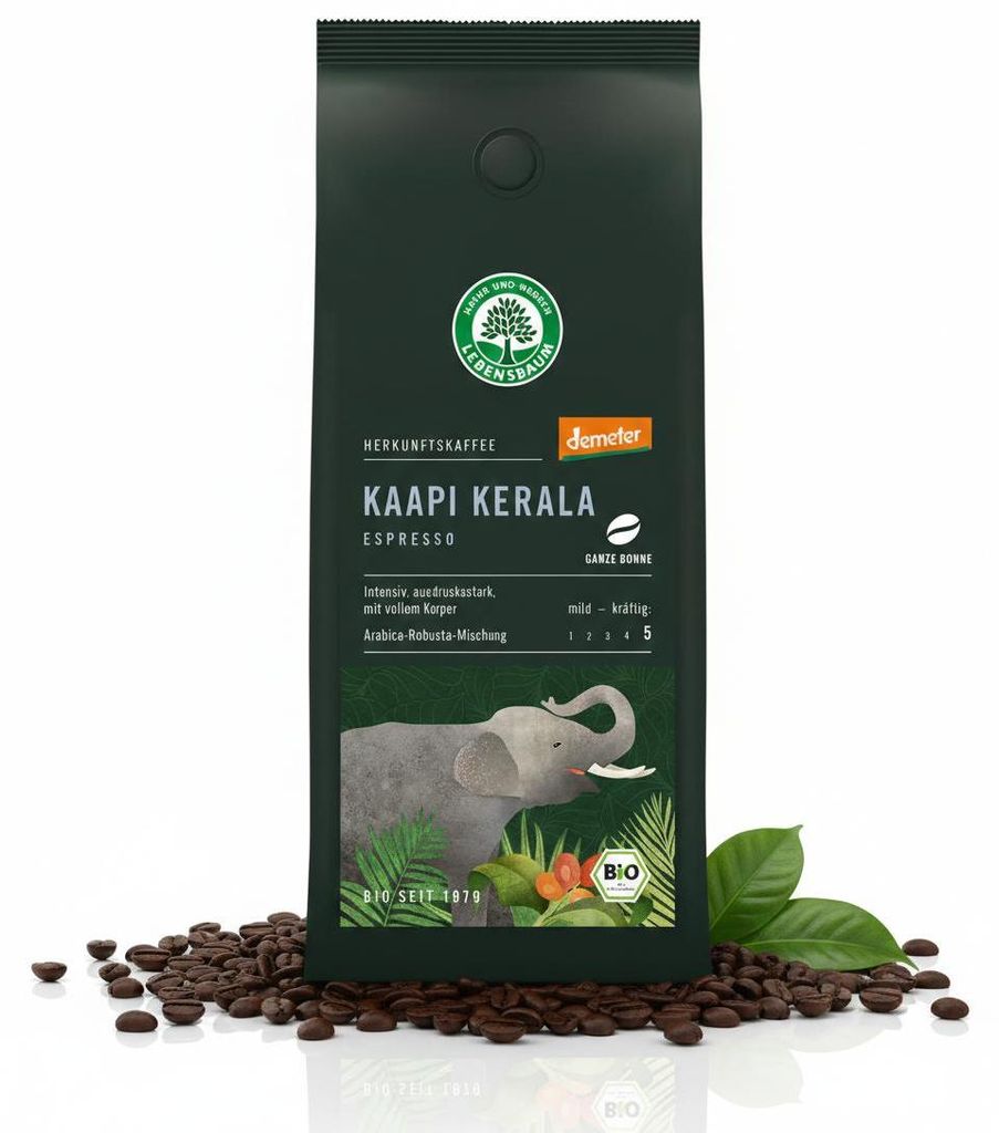 Lebensbaum  Espresso Kaapi Kerala, Bohne, demeter 3 x 250g Produktbild 