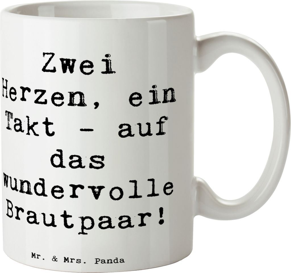 Mr. & Mrs. Panda Tasse Spruch Brautpaar Herzen - Weiß - Geschenk, Heirat, ewige Bindung, Eheleute, romantisch, Kaffeepott, wundervolles, Kaffeebec...