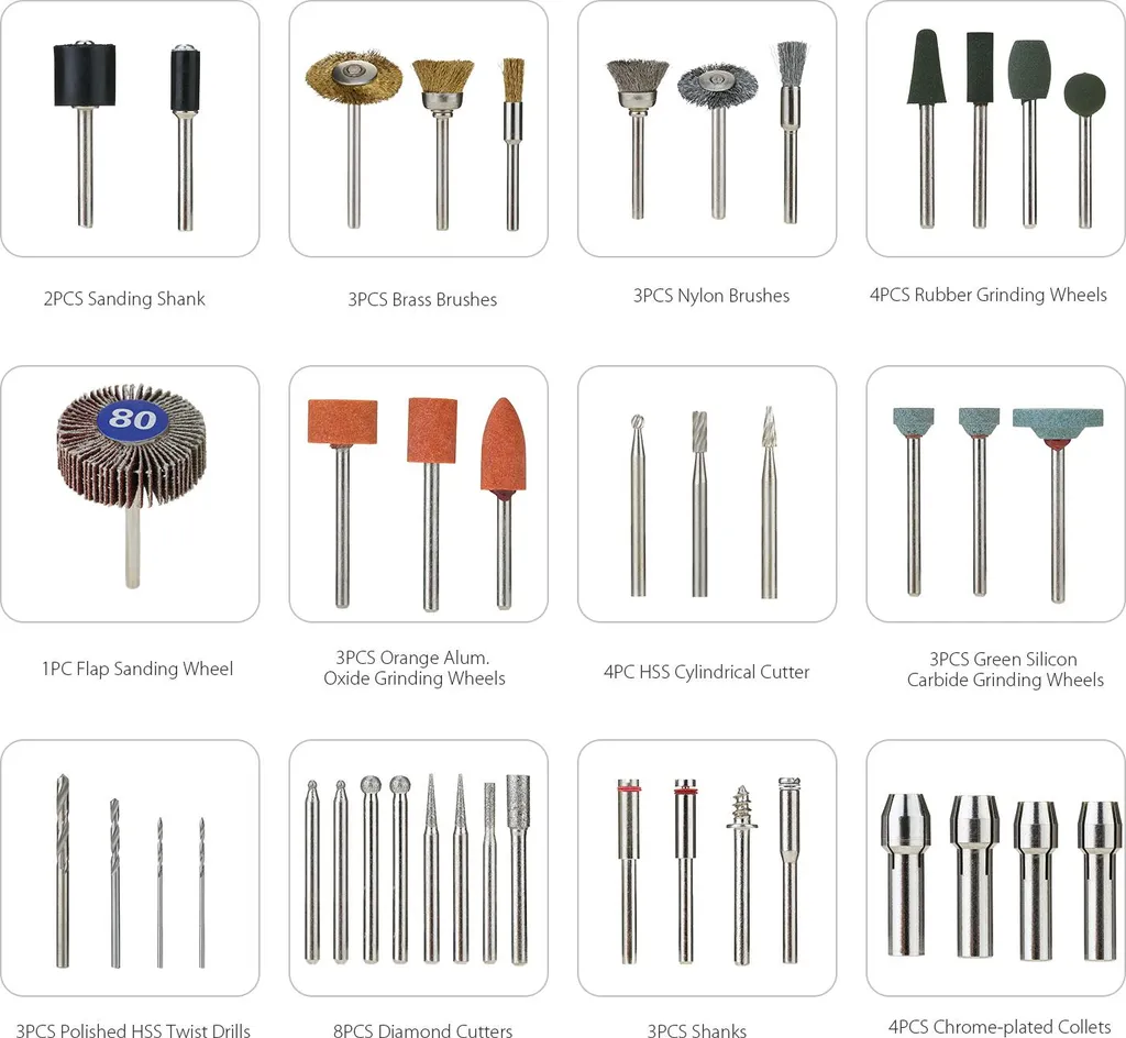 Coffret d'accessoires multifonctions pour outil rotatif de 378 pièces - 8