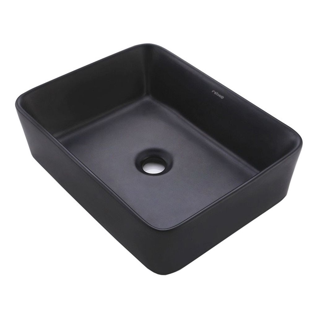 Umywalka Nablatowa Ceramiczna Matowa Czarna 48X36 Zdjęcie produktu 