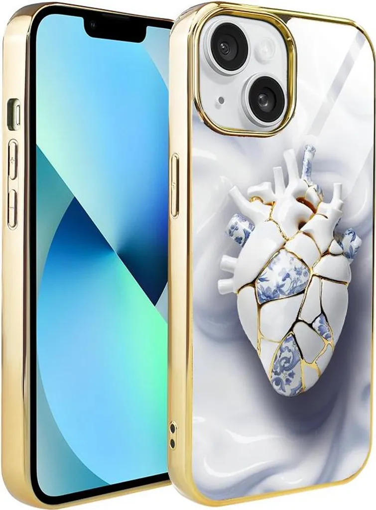 Custodia iPhone 13 IBIZU Kintsugi Art Cuore Oro: Chic & Safe