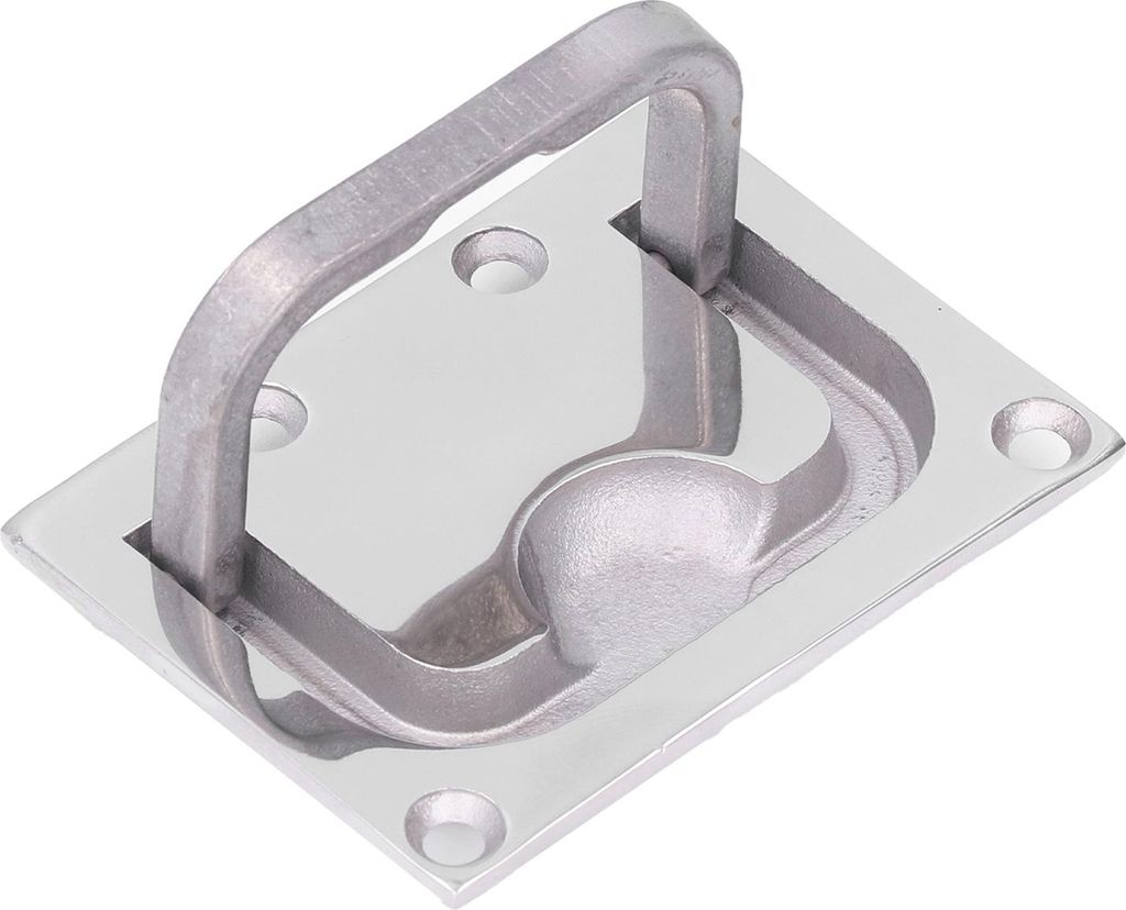 Bootslukengriff, bündig abschließend, für Deckabdeckung, Marine-Edelstahl 316, spiegelnd, quadratisch, 76 x 56 mm