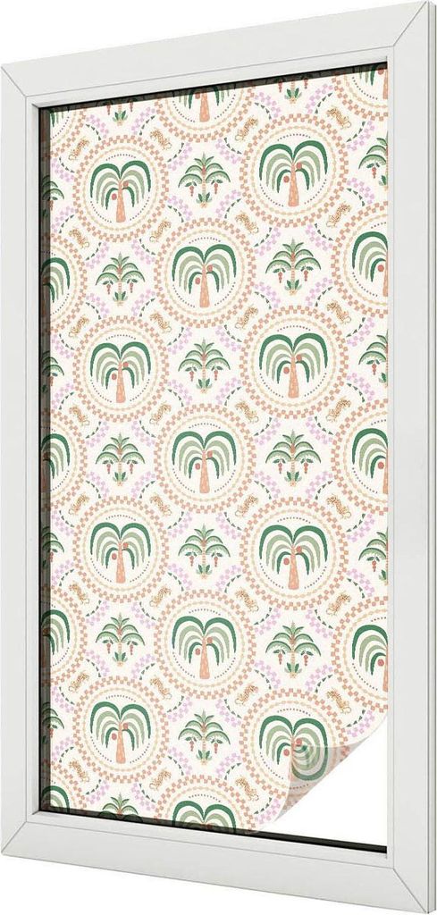 Buntglas Fensterfolie – 100x50 cm – Stained-Glass Design – blickdichte dekorative Sichtschutzfolie – selbstklebend, UV-Schutz – Exotische...