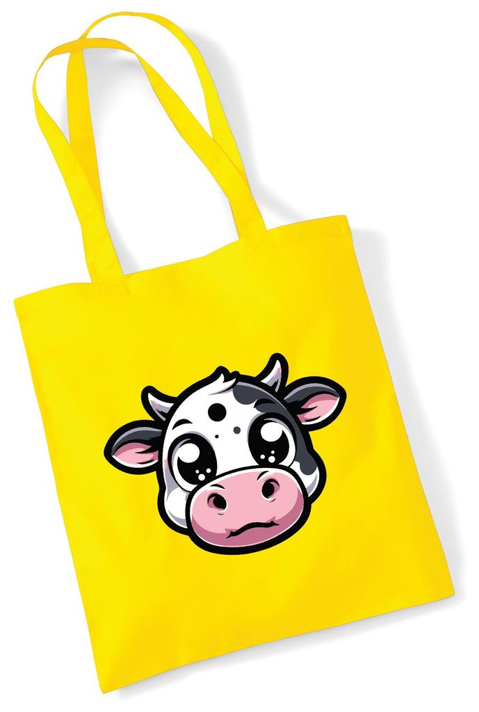 Huuraa Jutebeutel Comic Kuh Kälbchen 10 Liter Yellow Baumwolle Tasche Geschenkidee