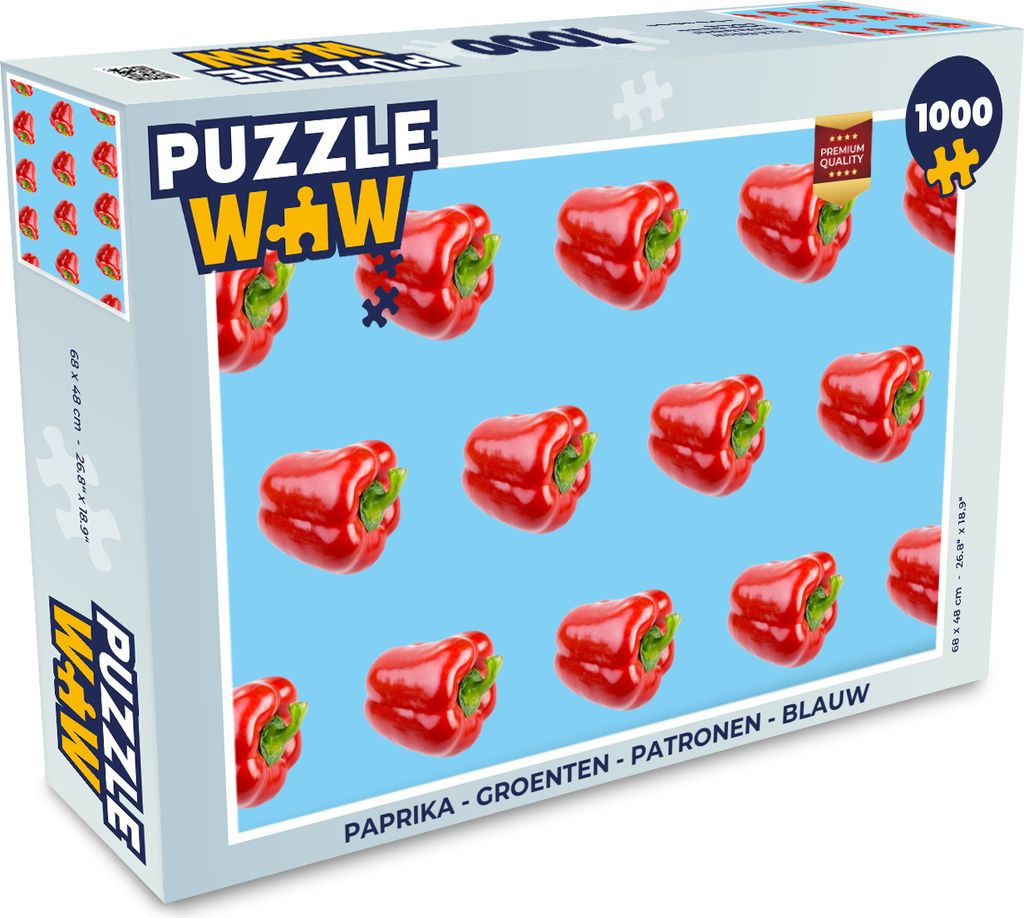 MuchoWow Puzzle 1000 Teile Paprika - Gemüse - Muster - Blau - Erwachsene - Rätsel