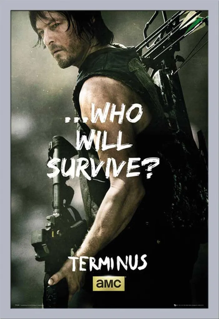Quadro Moderno The Walking Dead Daryl - Cornice Shinsuke Argento 61x91