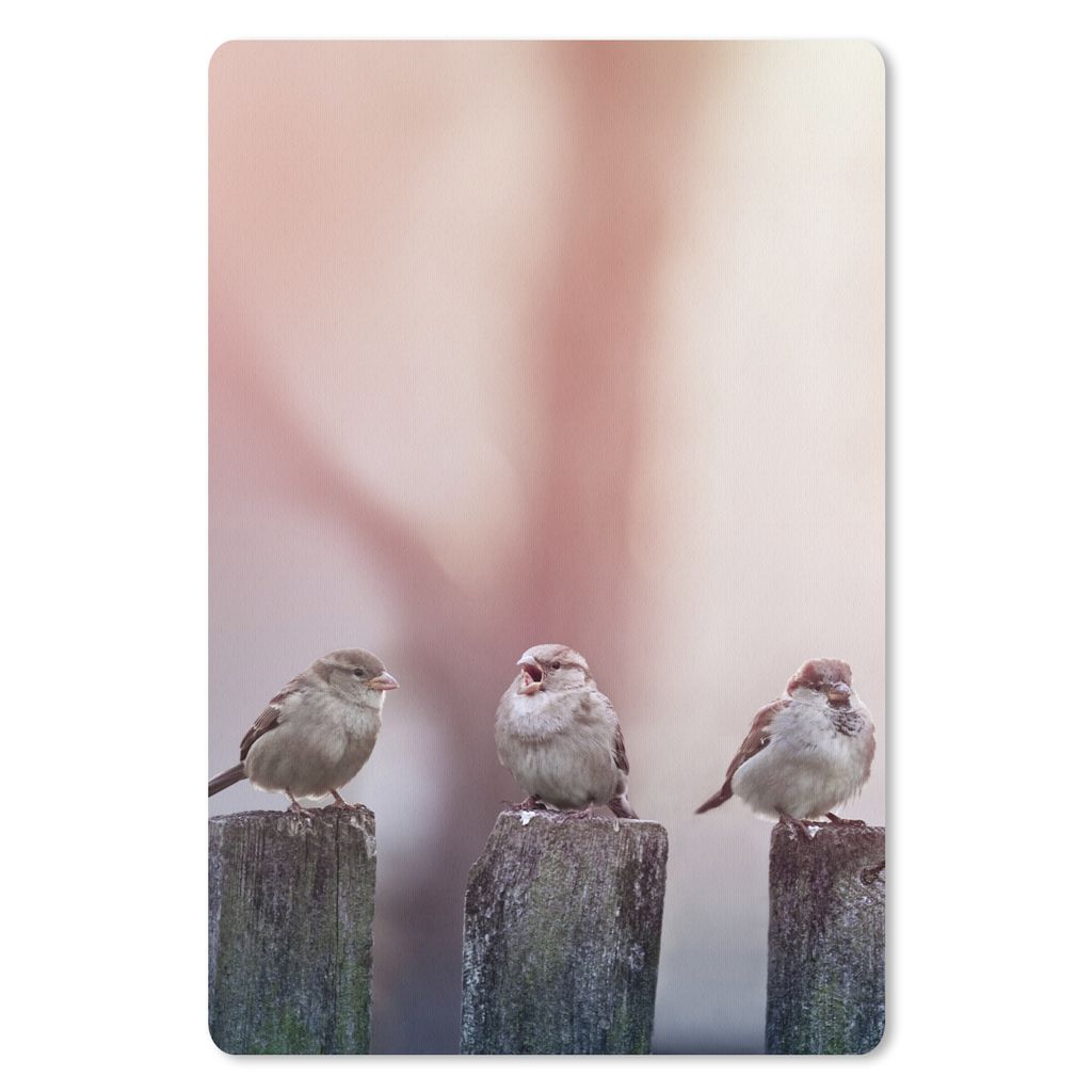 MuchoWow Mauspad Mousepad Vögel - Spatzen - Pfähle - Holz 18x27 cm - Mousepads - Maus Mat - Pad - Mausunterlage