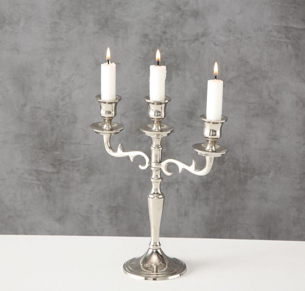 Boltze Kerzenständer Varas silber 3-flammig, Hähe 26 cm, Produktbild 5