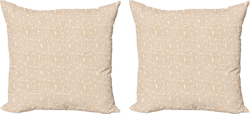 ABAKUHAUS Beige Kissenbezug Set (2Stück), Variirende Samen Und Blumen Muster Im Antiken Art Orientalischen Motiv Natur Garten Druck, 45 x 45 cm, B...