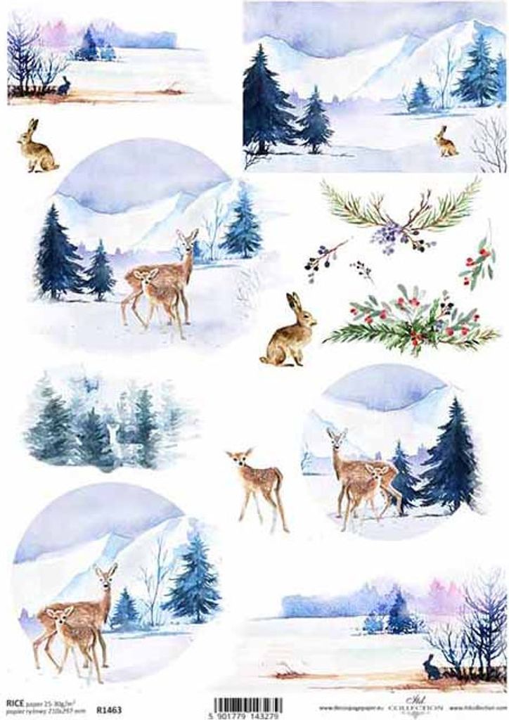 ITD Reispapier Decoupage Bastelpapier Softpapier Serviettentechnik, Winter R1463