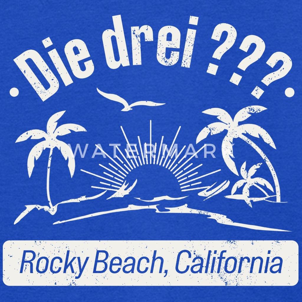 Spreadshirt Die Drei Fragezeichen Rocky Beach Design Mit Palmen Teenager T-Shirt, 134/146 (9-11 Jahre), Royalblau