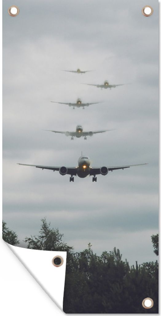 MuchoWow 40x80 cm Outdoor-Poster Gartendeko Sichtschutz Garten Poster für den Garten Mehrere Flugzeuge setzen zur Landung an