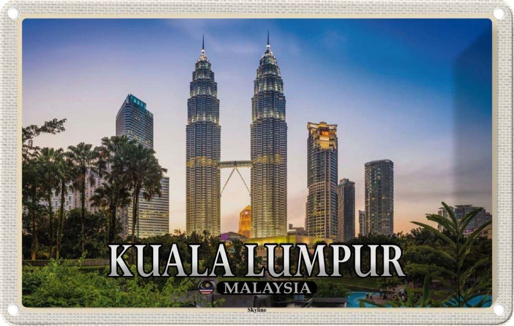 vianmo Blechschild 20x30 cm Kuala Lumpur Malaysia Skyline Bildmotiv Reisemotiv Abenteuer Reisen Urlaub