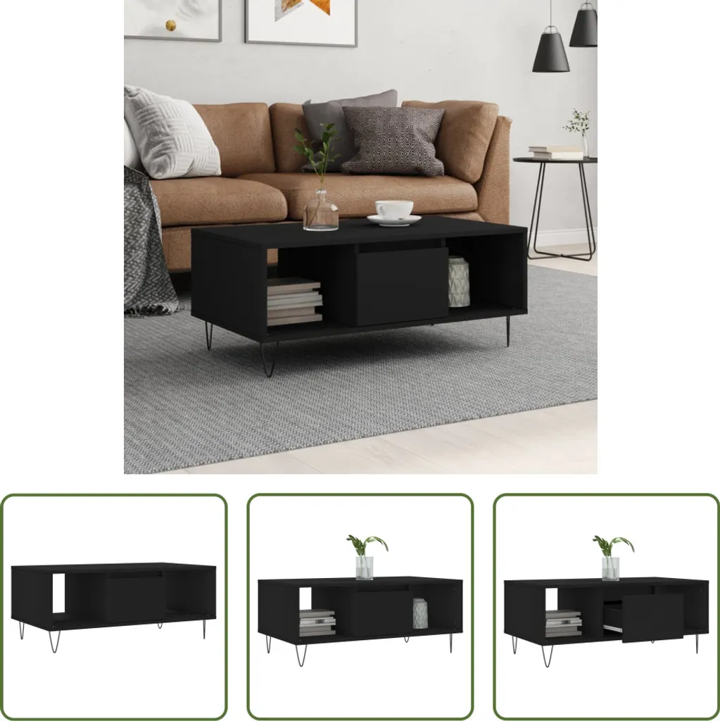 Offerta Tavolino Nero 90x50x36,5 cm | The Living Store Prezzo Shock